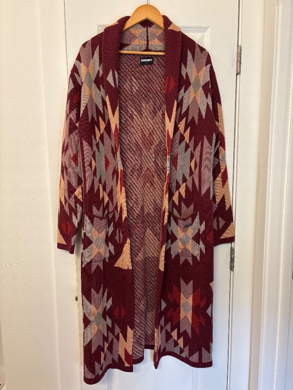 Hooey Ladies M Aztec Printed Multi Colored Knitted Sweater Duster HJ104PKAZ